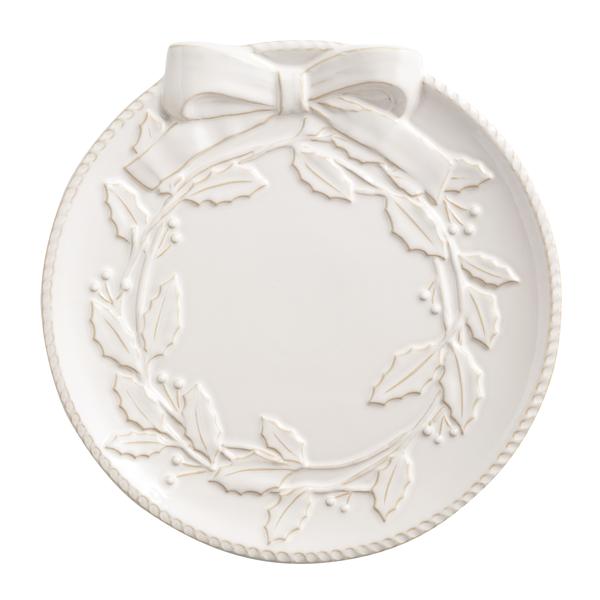 White Wreath Round Platter